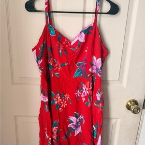 Old Navy Red Floral Cami Dress with Pink and Green Accents